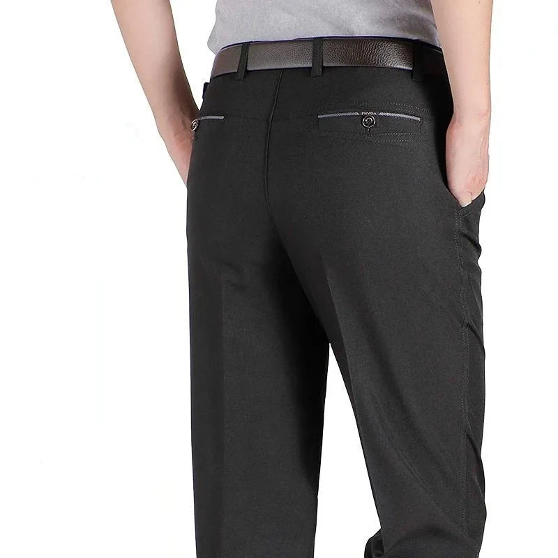 Pantaloni Da Uomo Vita Alta Dritti Per Business Casual Estivi Autunnali Spessi Taglie Forti 28 40