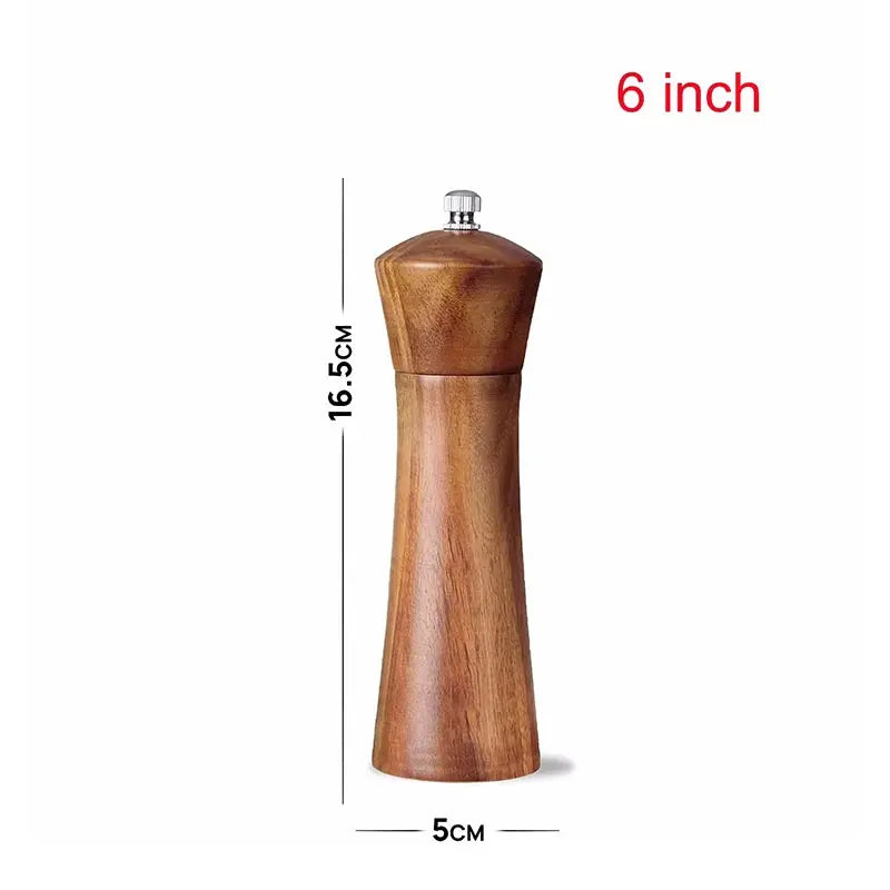 Macinapepe in Legno Regolabile con Forte Macinino in Ceramica per Sale e Pepe Spezie Utensile da Cucina 6 8 10 Pollici