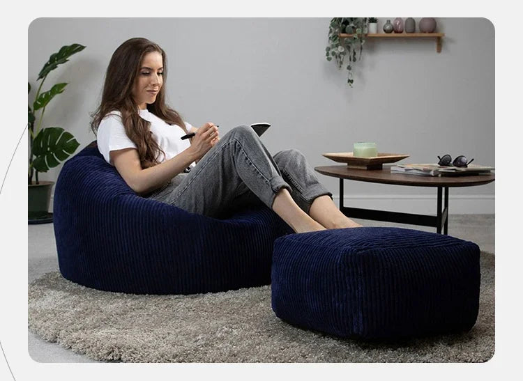 Otautau Pouf In Velluto A Coste Senza Riempitivo Pavimento Beanbag Sedia Lettino Ottomano Mobili Senza Telaio DD025