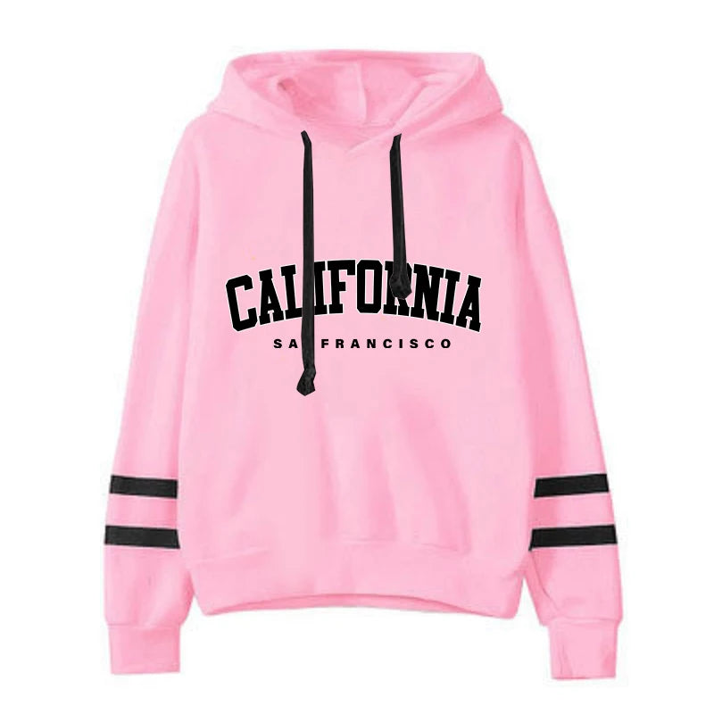 Tuta Da Donna California Stripe Felpa Con Cappuccio Casual Versatile Abito Pantaloni Abiti Da Strada S3XL
