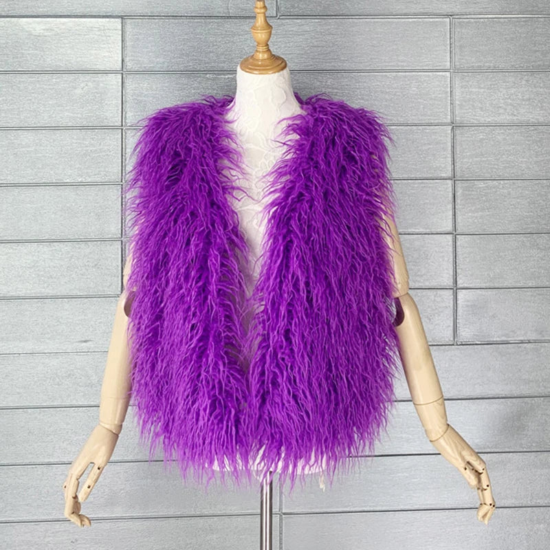 Gilet Di Pelliccia Sintetica Da Donna Lana Imitazione Caldo Senza Maniche Autunno Inverno 2025 Stile Elegante