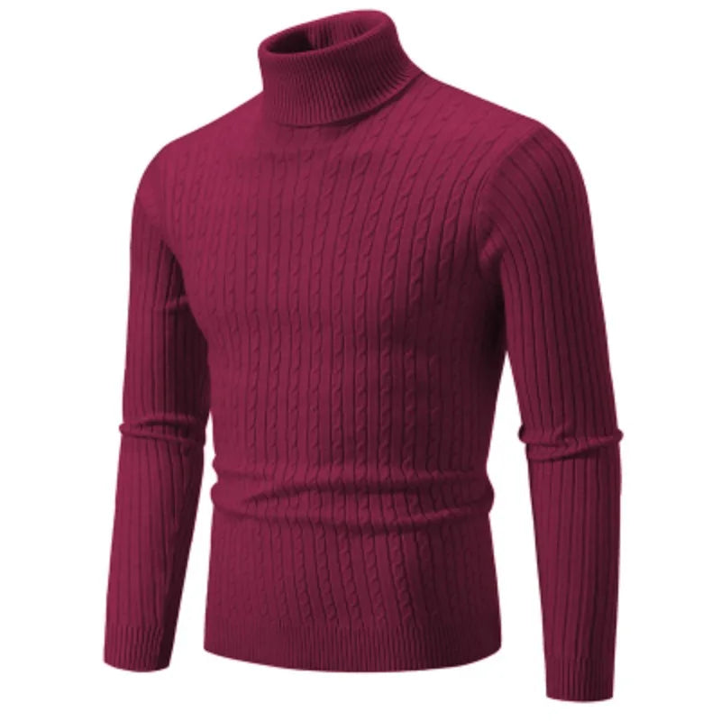 Maglione Dolcevita Uomo Lana Caldo Lavorato A Maglia Tinta Unita Inverno Casual Outdoor Top