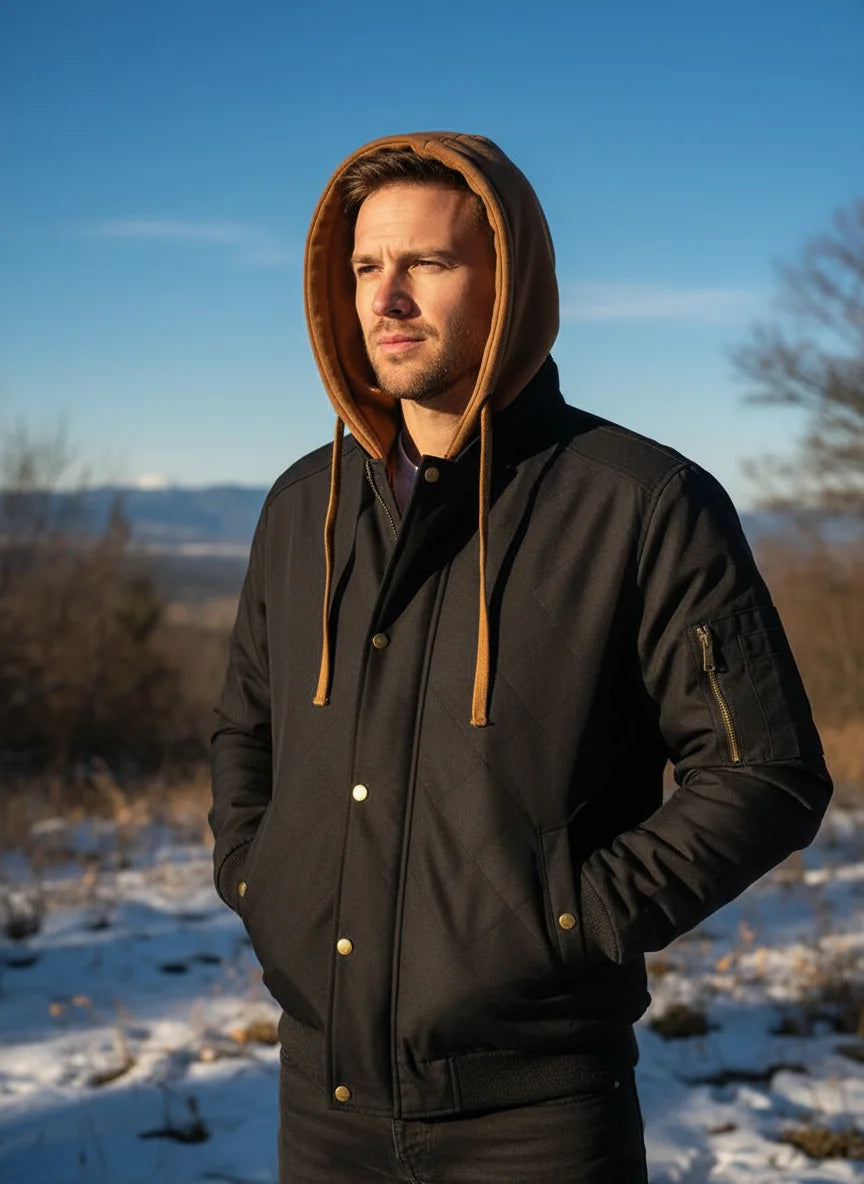 Giacca Bomber Calda Uomo Autunno Inverno Outdoor Con Cappuccio E Cerniera Termica Parka Sportiva