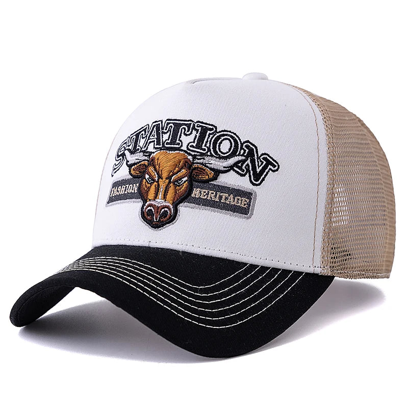 Cappello Da Camionista In Rete Traspirante Unisex Estivo Con Motivo Testa Di Toro Snapback Regolabile