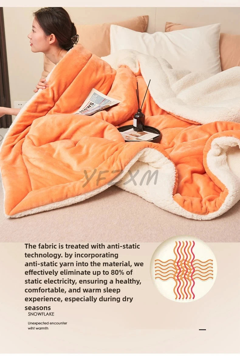 Coperta Super Morbida In Lana Di Agnello Imitazione Pile Autunno Inverno Doppia Regina Per Divano Latte Alta Qualità