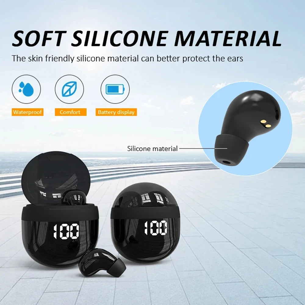 SK18 Mini Cuffie Invisibili Wireless Bluetooth 5.3 Con Microfono Cancellazione Del Rumore HD Per Dormire Con Bassi