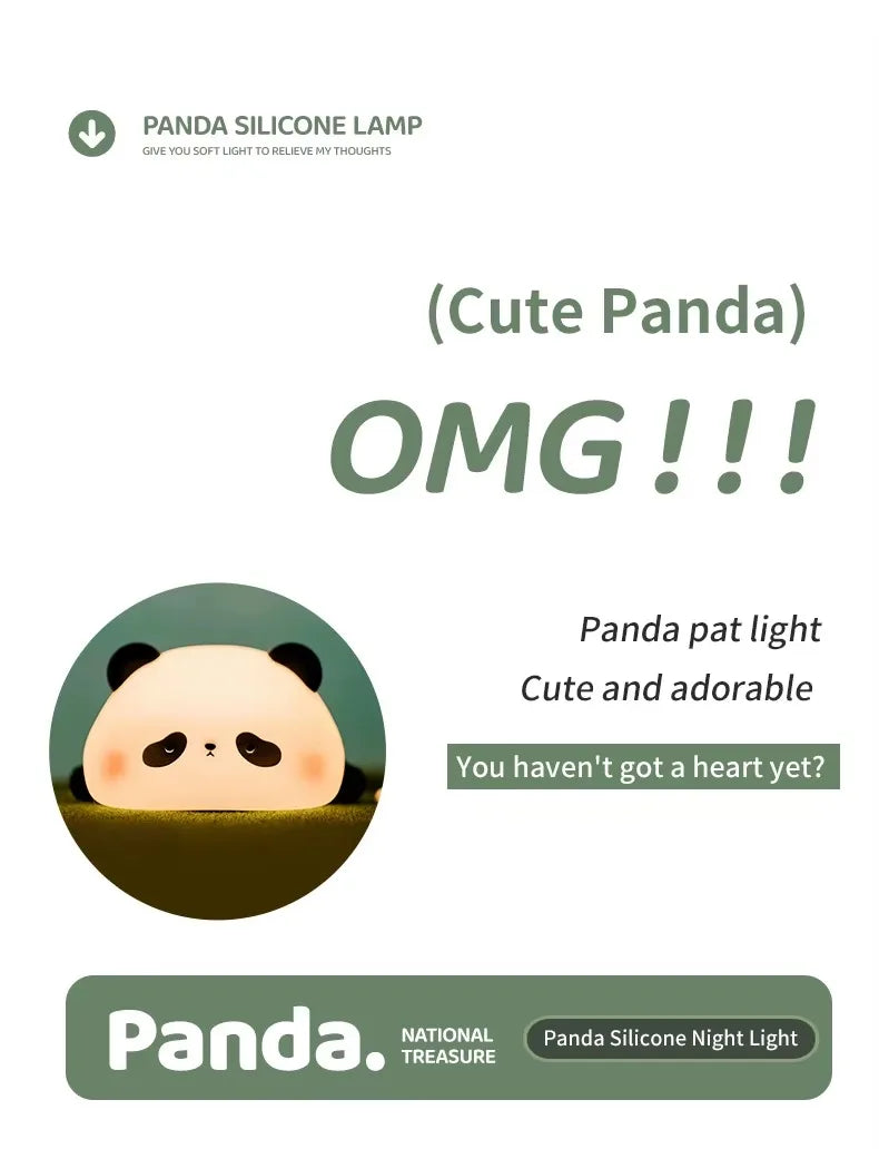 Lampada Notturna Panda Ricaricabile con Sensore Touch Silicone Dimmerabile Led per Comodino per Bambini Regalo