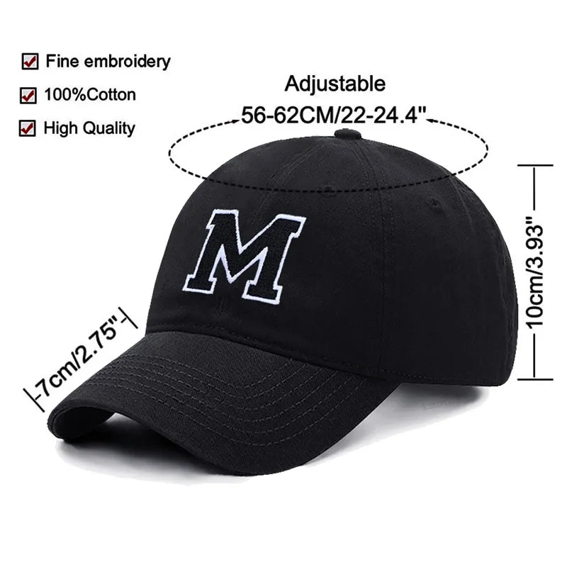 Berretto Da Baseball Unisex Ricamato Lettera AZ Cotone Morbido Alta Qualità Protezione Solare Snapback