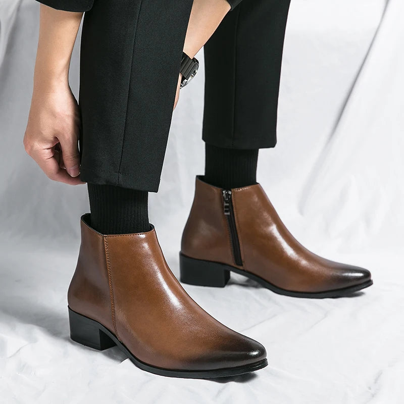 Stivaletti Chelsea Classici Da Uomo Neri In Pelle In Stile Britannico Con Zip Slip On Eleganti Alte