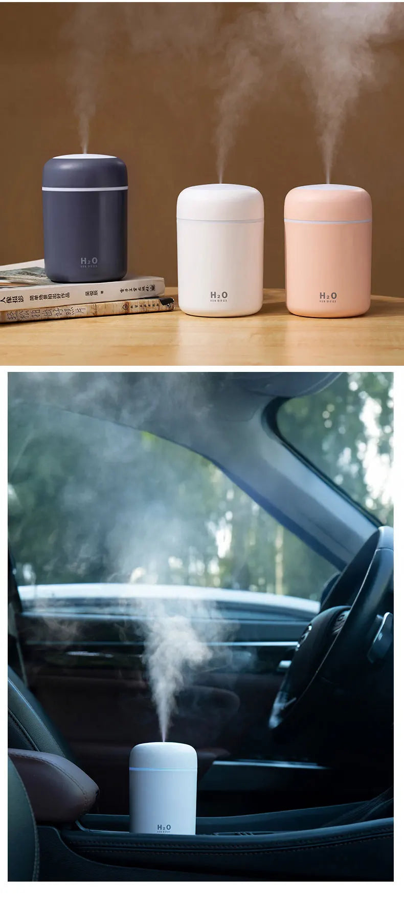 Diffusore Aromaterapia Umidificatore Purificatore D'Aria 300ml Luce a Sette Colori Olio Essenziale per Uso Domestico