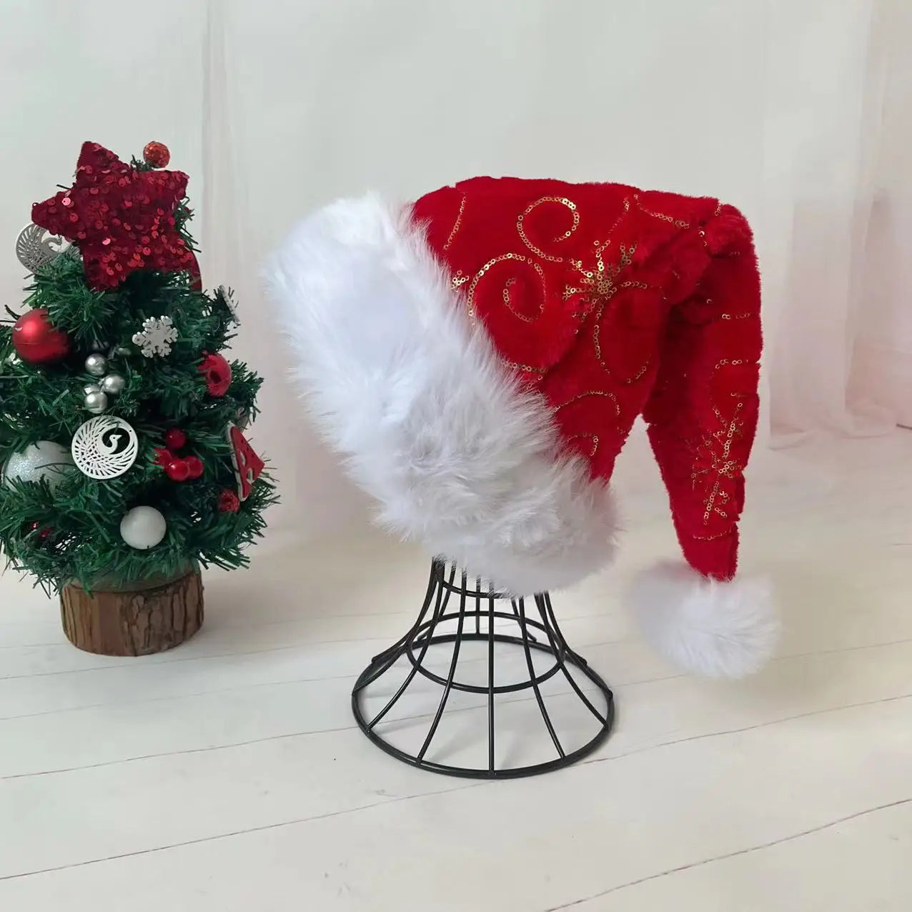 Cappello Natalizio In Peluche Bianco 30x45 Cm Unisex Comfort Da Babbo Natale Seta Brillante 2025