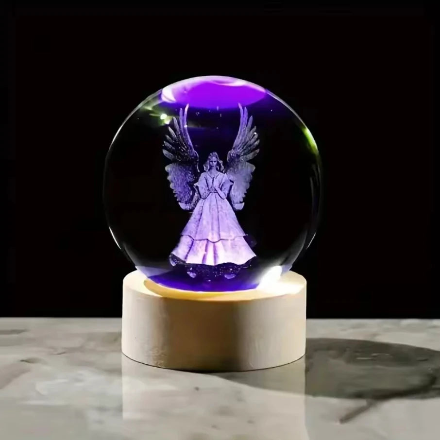 Decorazione Della Stanza Con Sfera Di Cristallo 3D E Base Led Per Luce Ambientale Nel Soggiorno