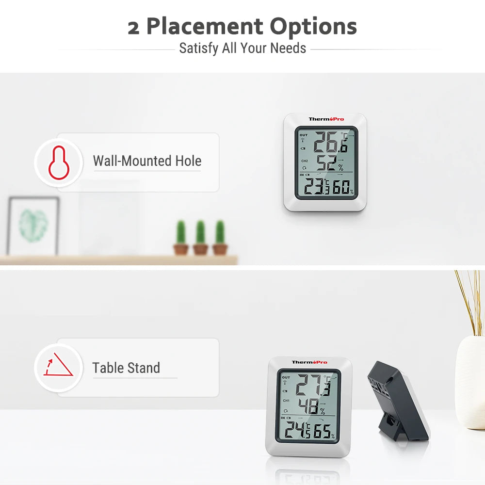 ThermoPro TP60C 60M Stazione Meteorologica Igrometro Digitale Wireless Interni Ed Esterni Per La Casa