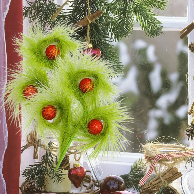 Erba Di Pampa Artificiale Con Palla Glitterata Rossa Per Decorazioni Natalizie Albero Di Natale E Matrimonio