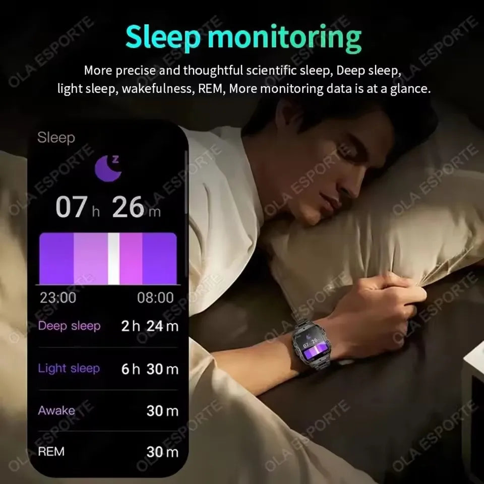 Smartwatch Militare Per Uomo 2026 IP67 3ATM GPS Bluetooth Salute Pressione Sanguigna Chiamate