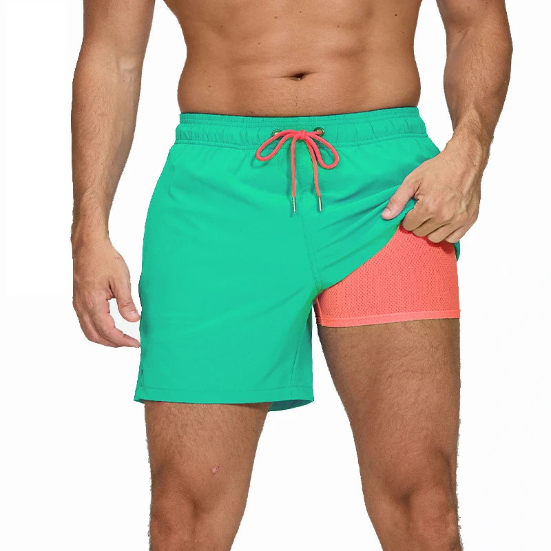 DATIFER Estate 2026 Pantaloncini Da Uomo In Poliestere Con Fodera Spandex 2 In 1 Elastico Vita Tasca Cerniera Palestra