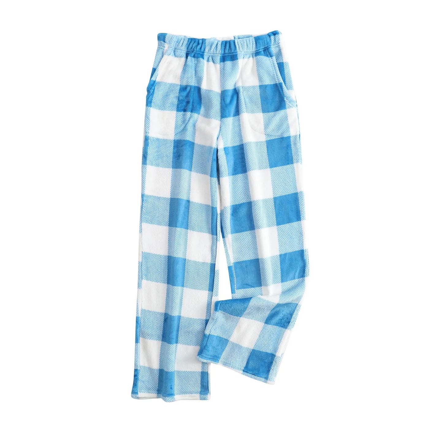 Pantaloni Del Pigiama Da Donna Con Vita Elastica E Scozzesi In Pile Morbidi Con Tasche Peluche