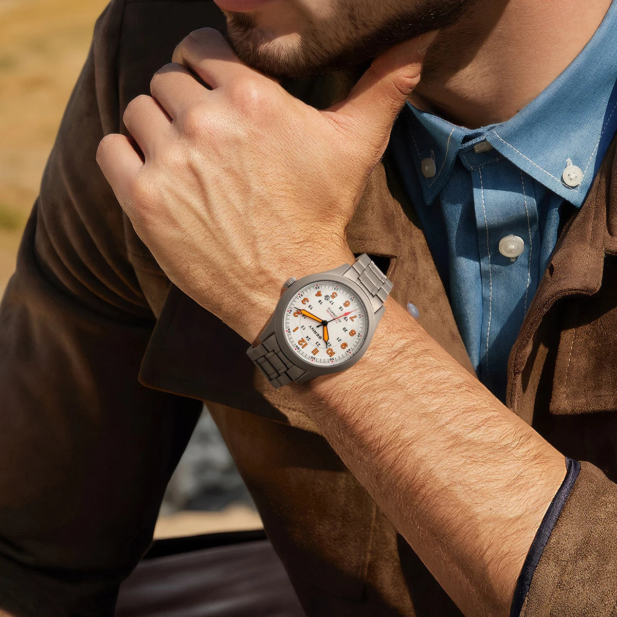 BERNY Orologio Da Campo Da Uomo Automatico In Titanio Con Vetro Zaffiro Luminoso Calendario 10ATM Impermeabile Da Pilota