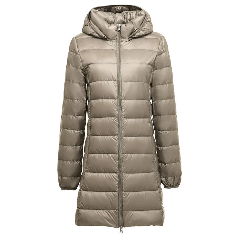 Piumino Leggero Da Donna Di Media Lunghezza Per Autunno Inverno 2025 Moda Semplice Temperamento Senza Cappuccio