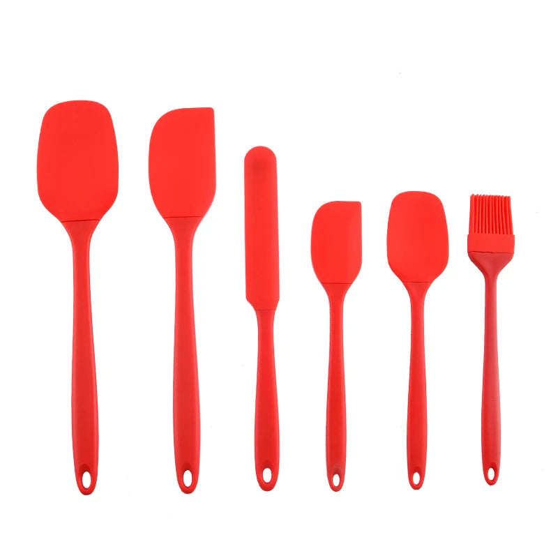 Set Di Utensili Da Cucina In Silicone Sei Pezzi Con Spatola Raschietto Integrato Per Crema Spazzola Per Olio
