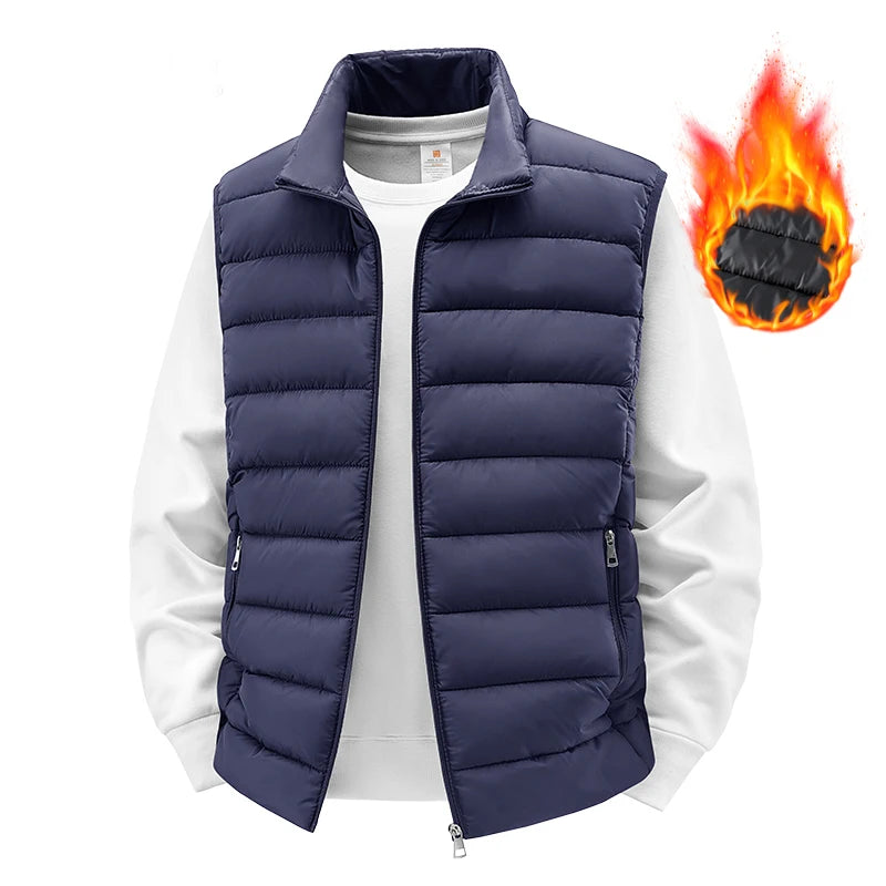 Gilet Invernale Da Uomo Antivento Senza Maniche Con Cerniera Colletto Mandarino Abbigliamento Outdoor Casual