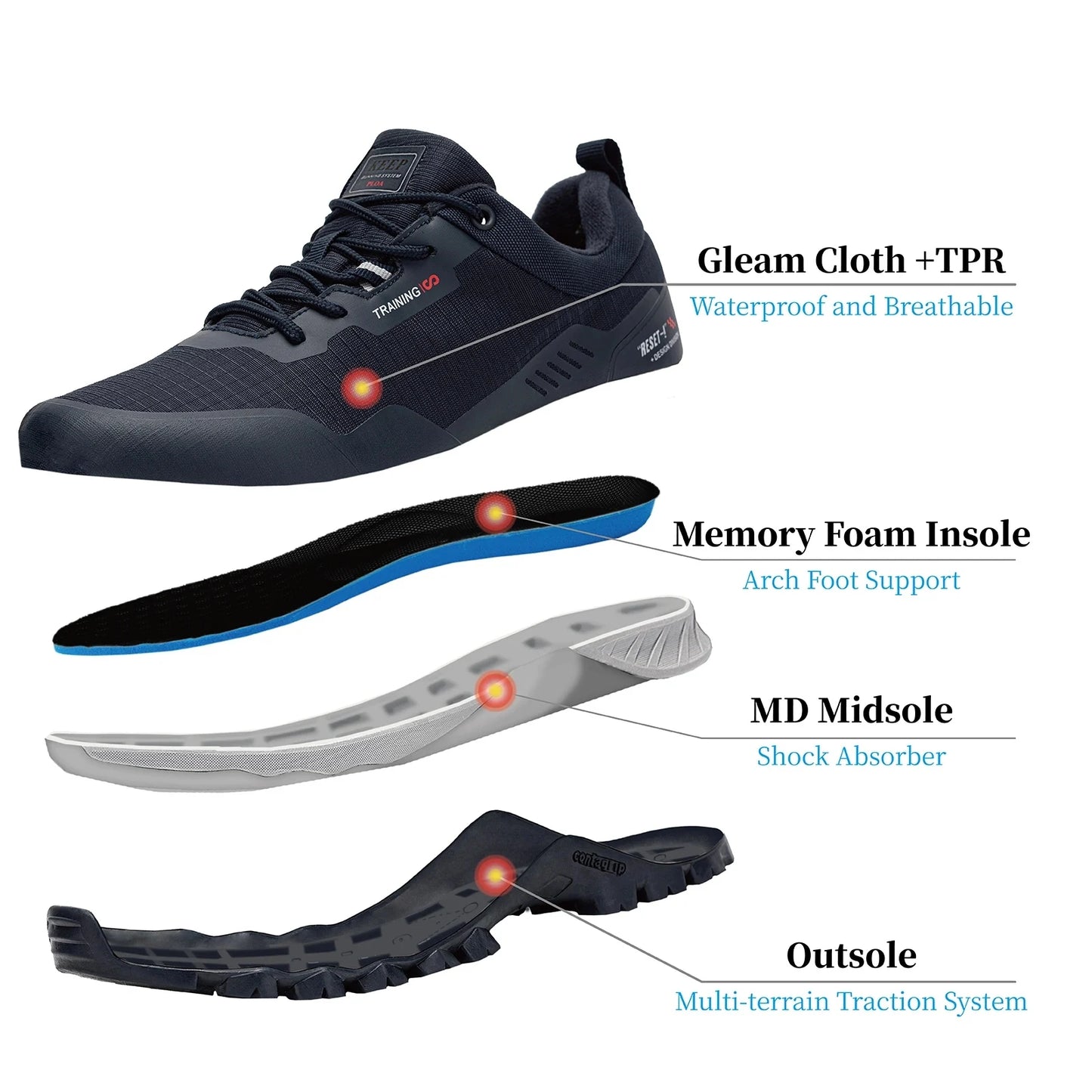 Baasploa Scarpe Da Trekking Uomo Impermeabili Antiscivolo Leggere Resistente All Usura Outdoor 2023 M7306