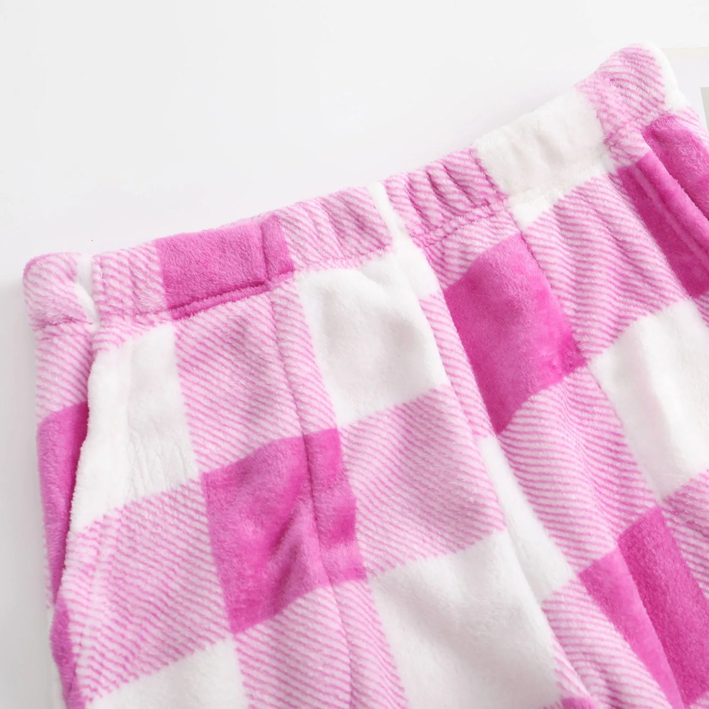 Pantaloni Del Pigiama Da Donna Con Vita Elastica E Scozzesi In Pile Morbidi Con Tasche Peluche