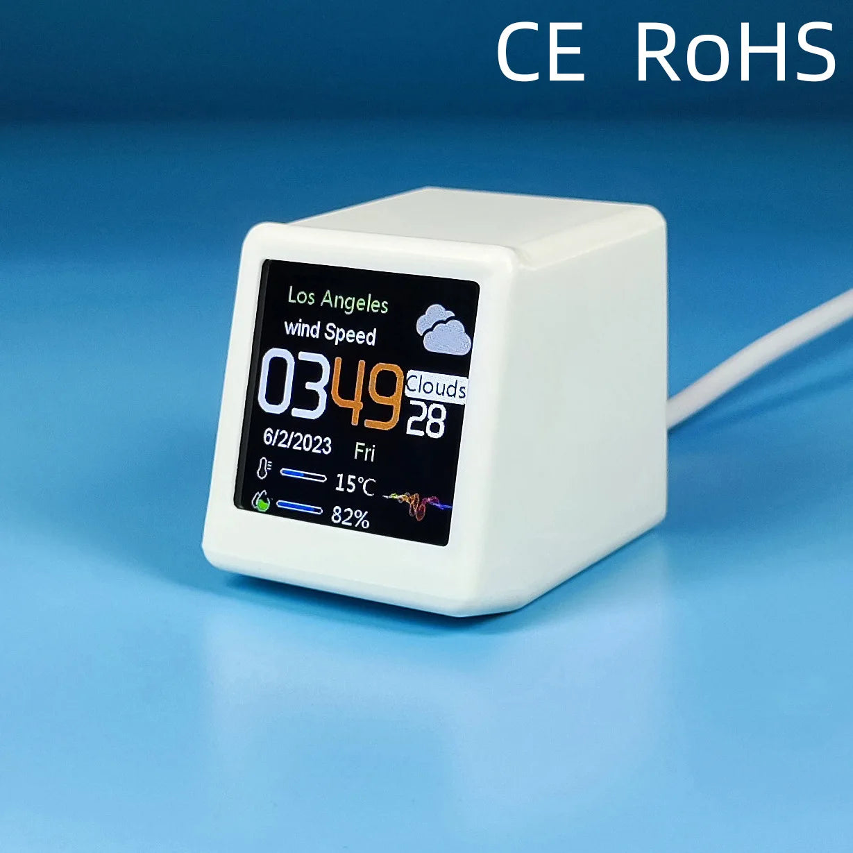 Stazione Meteorologica Portatile Con WiFi Display Meteo Temperatura Umidità Orario Sveglia Decorazione Desktop
