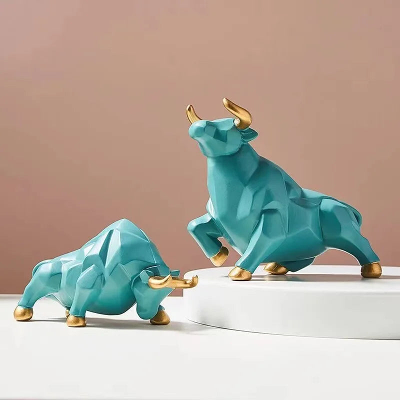 Mini Modello Toro Geometrico In Resina Feng Shui Decorazione Da Interni Wall Street Azioni Figurine