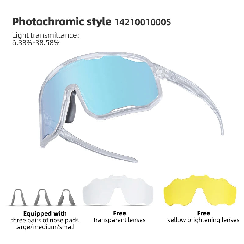 Rockbros Occhiali Da Ciclismo Unisex Polarizzati Fotocromatici Da Sole Con Montatura Grande UV400 E Due Lenti