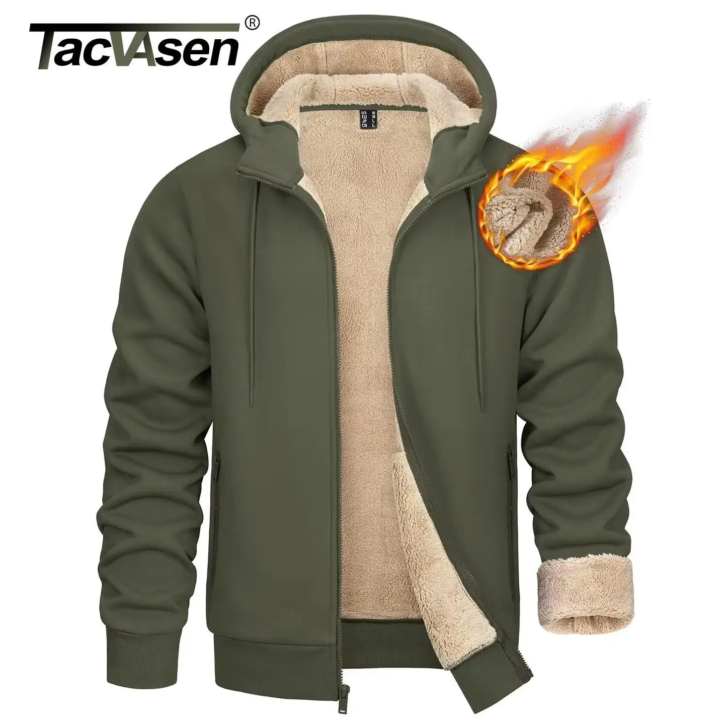 Tacvasen Felpa Con Cappuccio In Pile Sherpa Da Uomo Invernale Antivento Con Zip Capispalla Casual Sportivo