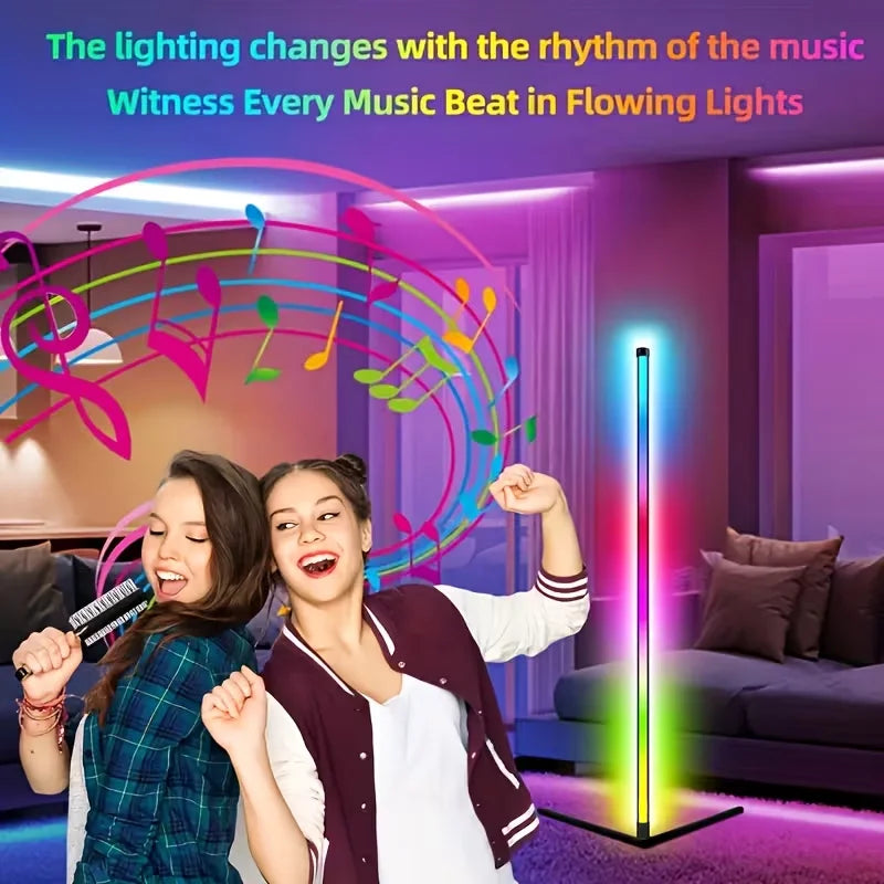 Lampada Da Terra Angolare RGB Dimmerabile Con Controllo Tramite App E Sincronizzazione Musicale