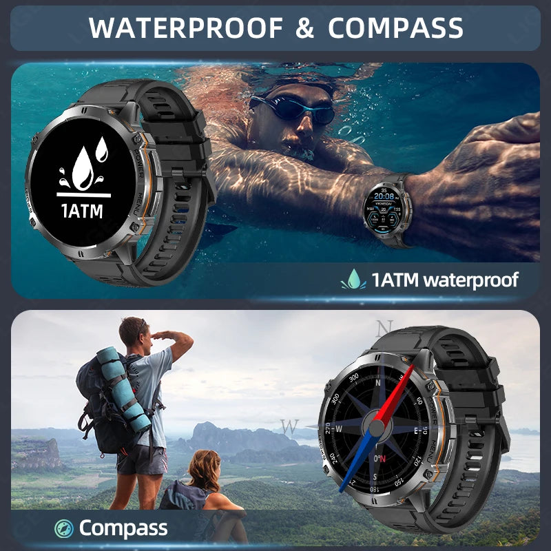 LIGE Orologio Smartwatch Uomo Con Display AMOLED Altimetro Barometro Bussola Batteria 900mAh Ultra Lunga Durata Sportivo
