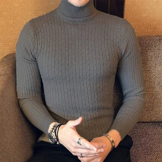 Maglione Invernale Spesso Caldo Collo Alto Dolcevita Uomo Slim Fit Maglieria Da Uomo Doppio Colletto Maschile