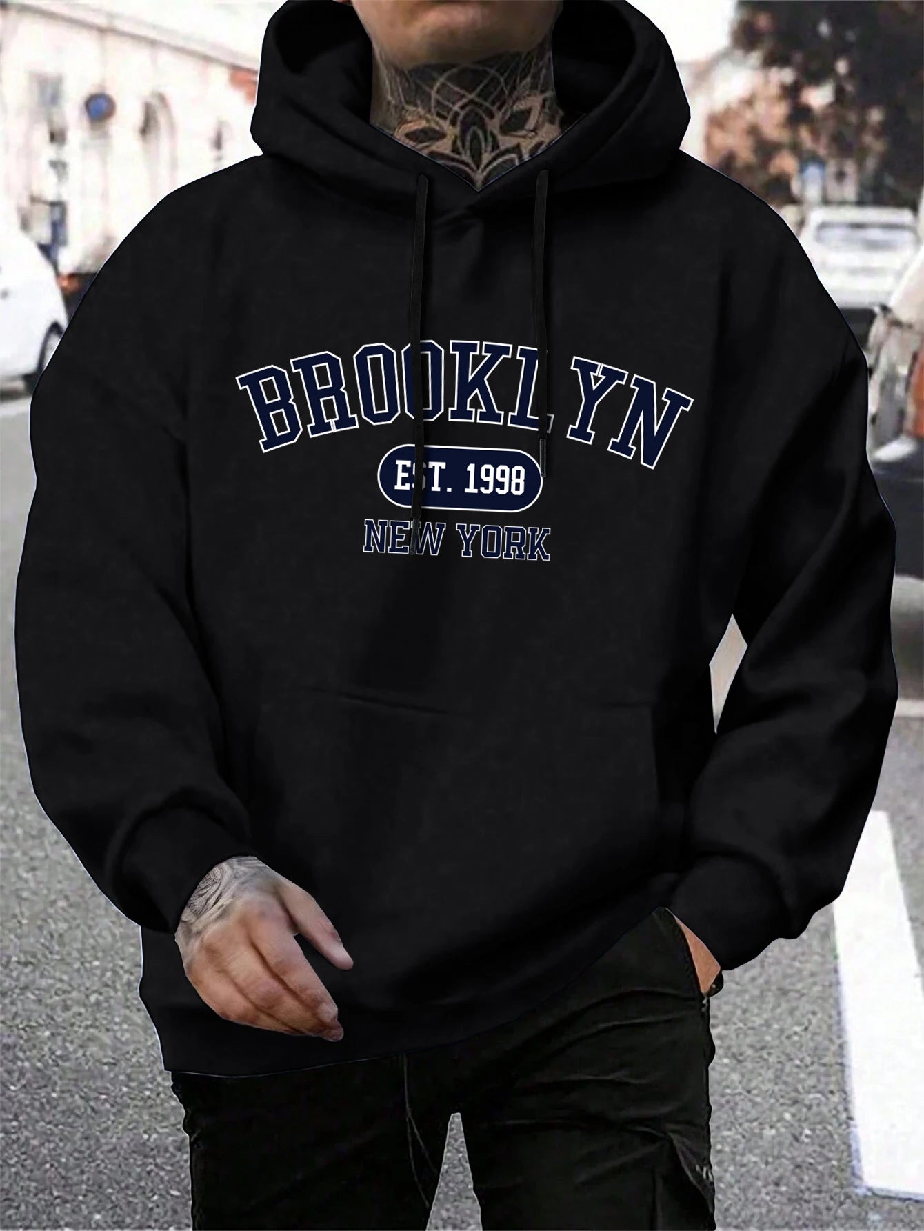 Brooklyn Est 1998 New York Stampa Felpe da uomo Harajuku Felpa con cappuccio girocollo Moda Felpa con cappuccio oversize Autunno Comodo tuta