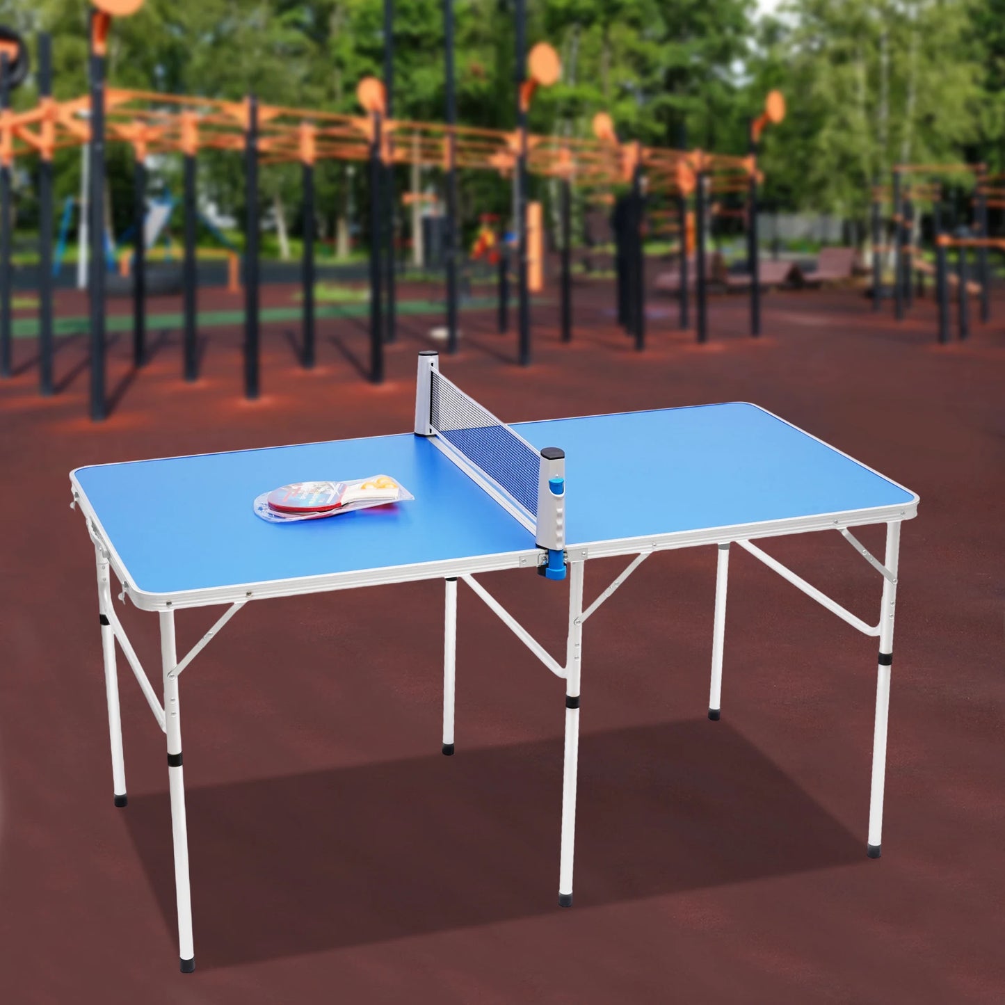Tavolo Da Ping Pong Pieghevole Con Rete Set 2 Racchette 3 Palline 6 Staffe Interni In MDF Multifunzionale