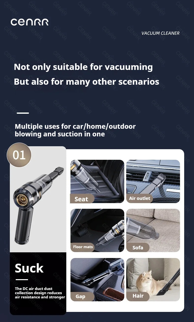 Cenrr 998000 Aspirapolvere Per Auto Senza Fili Potente Portatile Con Accessori Auto E Pulitore Universale