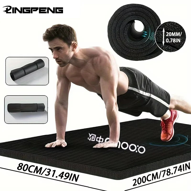 Tappetino Da Yoga NBR Spesso 15/20 Mm Antiscivolo Per Esterni 200x80 Cm Esercizio Palestra Allenamento Fitness