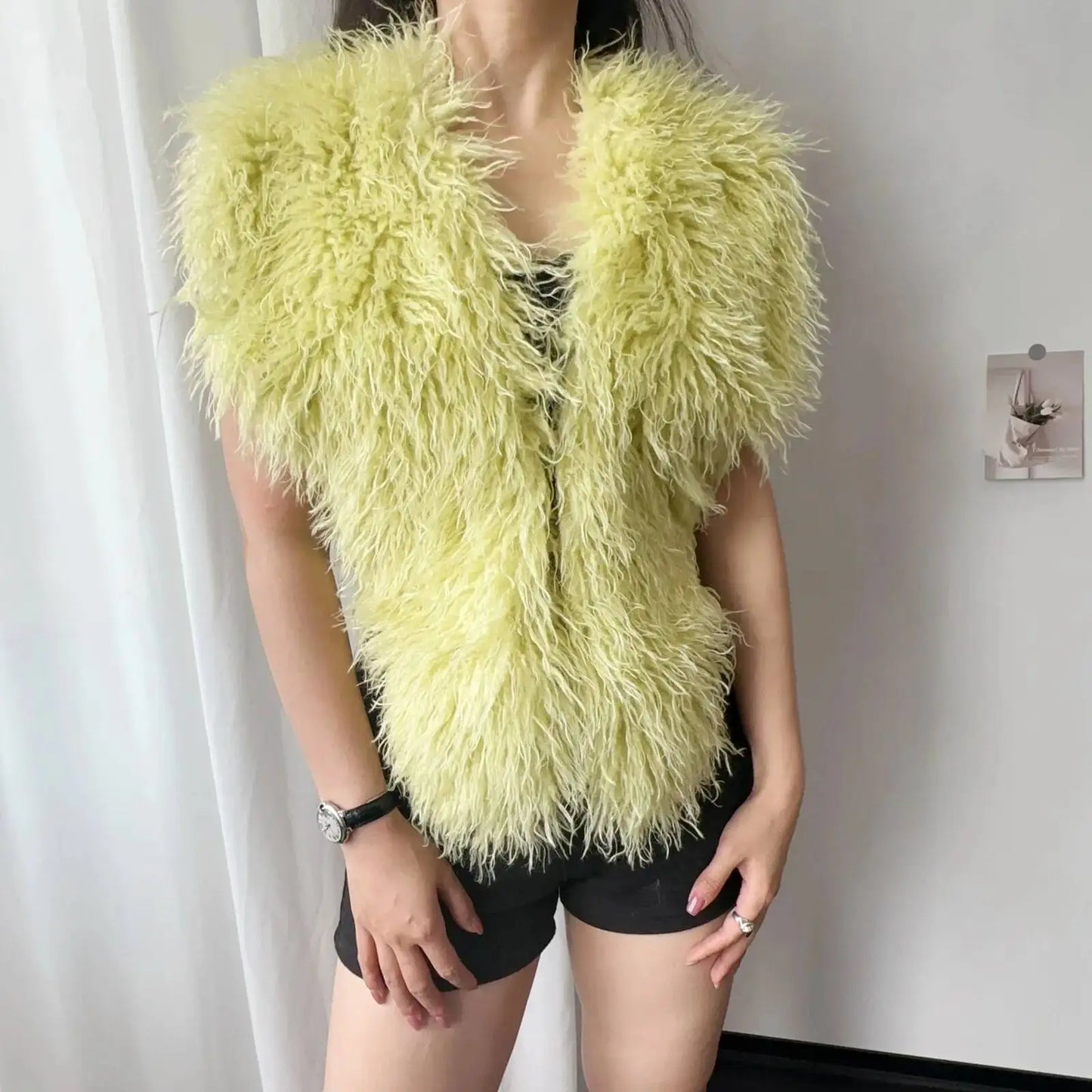 Lanmrem 2025 Gilet Pelliccia Sintetica Donna Imitazione Shearling Chic Autunno Inverno Abbigliamento 2DB4916