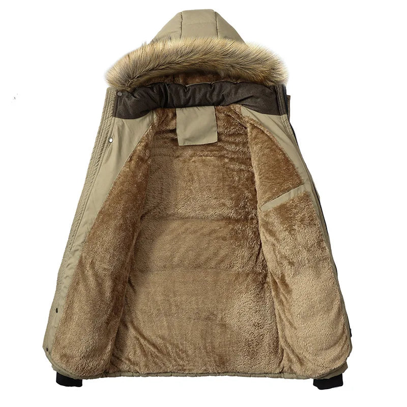 Parka Da Uomo Invernale Antivento Caldo Con Cappuccio E Collo In Pelliccia Giacca Spessa Classica Casual