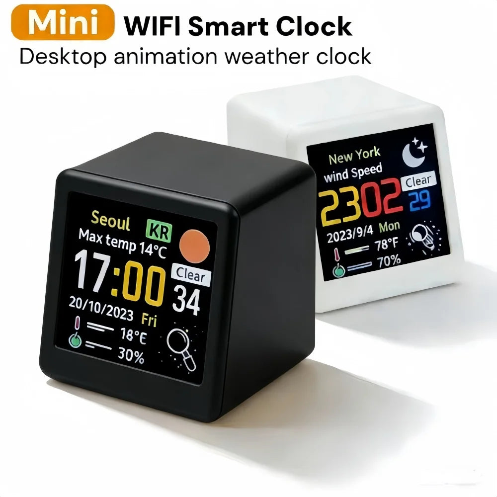 Piccola Stazione Meteo Portatile Smart WiFi Con Display Temperatura Umidità Ora Sveglia Decorazione Da Scrivania