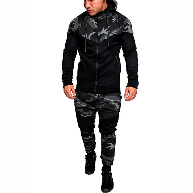 Set Abbigliamento Sportivo Da Uomo Due Pezzi Felpa Con Cappuccio Tattico Militare Pantaloni Traspirante Caldo Jogging