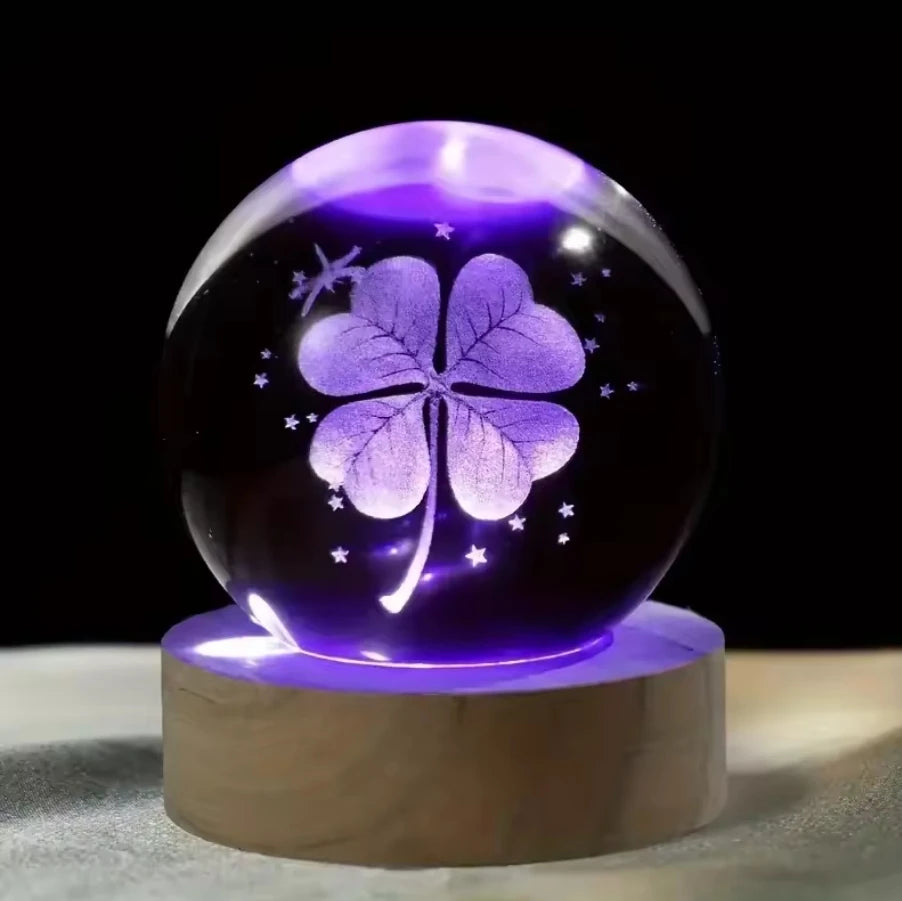 Decorazione Della Stanza Con Sfera Di Cristallo 3D E Base Led Per Luce Ambientale Nel Soggiorno