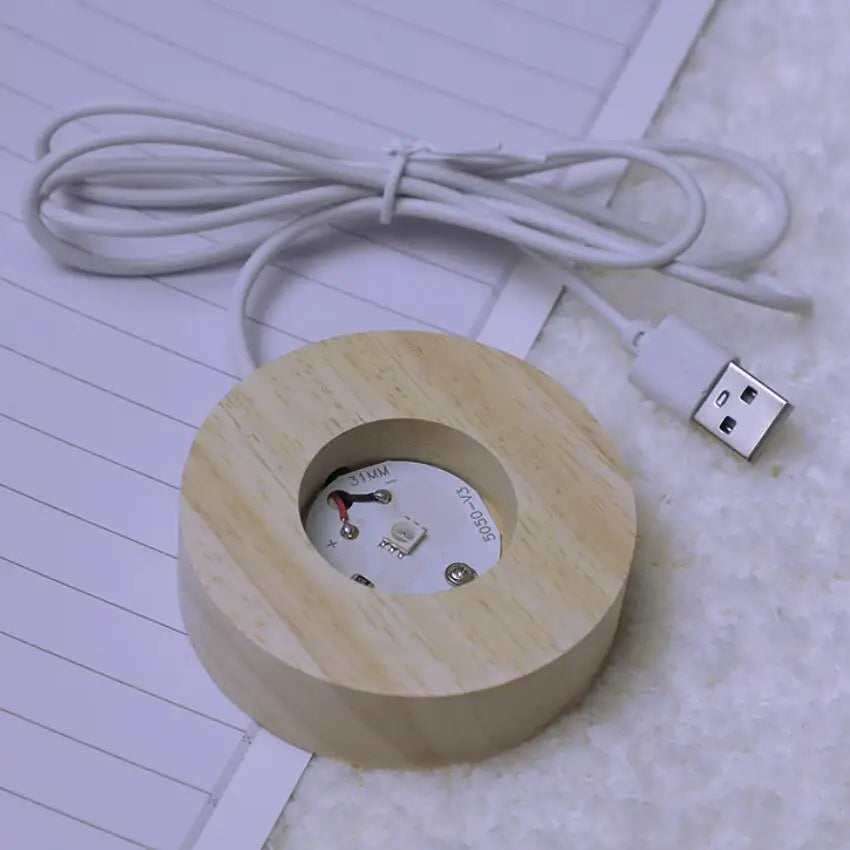 Lampada Notturna Sfera di Cristallo Incisa al Laser Regalo di Compleanno Decorazione da Scrivania con Base USB in Legno