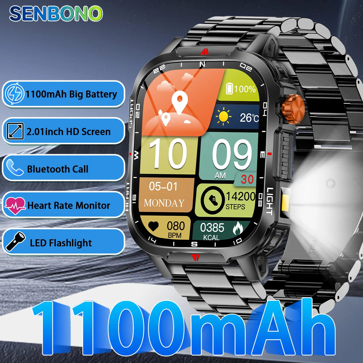 Smartwatch Da Uomo Batteria 100mAh Schermo 2,01 Pollici Chiamata Bluetooth Cardiofrequenzimetro Orologio Xiaomi iOS