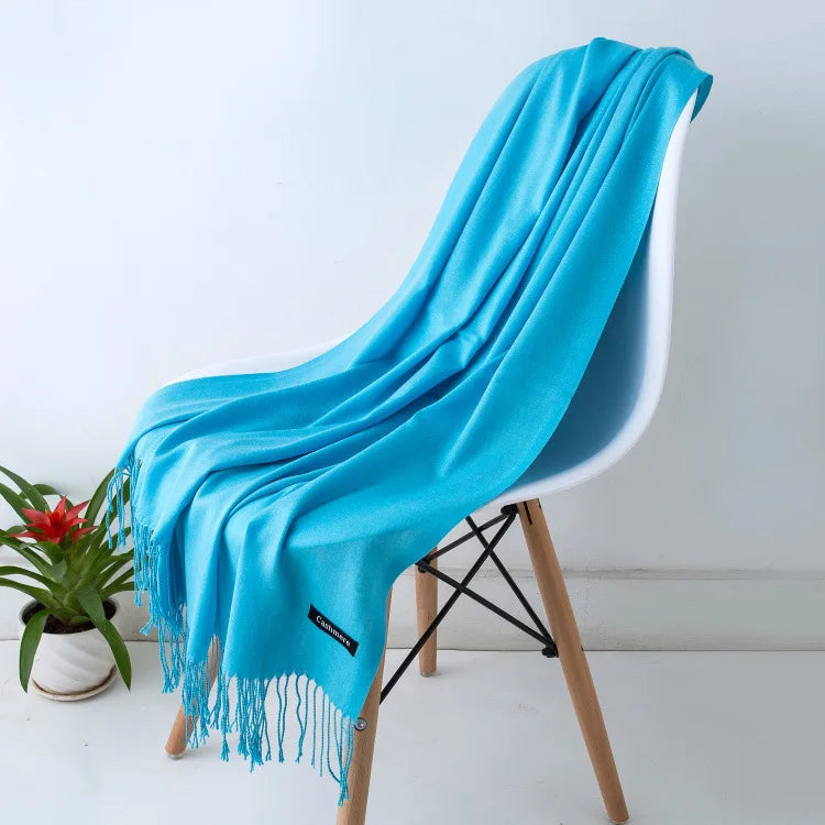 Sciarpa di Pashmina da Donna Morbida Cashmere Foulard Viaggio Ufficio Inverno Caldo Hijab Solido Avvolge Bandana