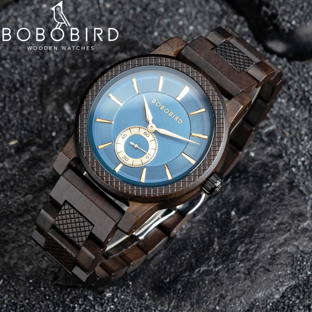 BOBOBIRD Orologio In Legno Da Uomo Personalizzato Nome Testo Sulla Custodia Posteriore Orologio Quarzo Scatola Regalo
