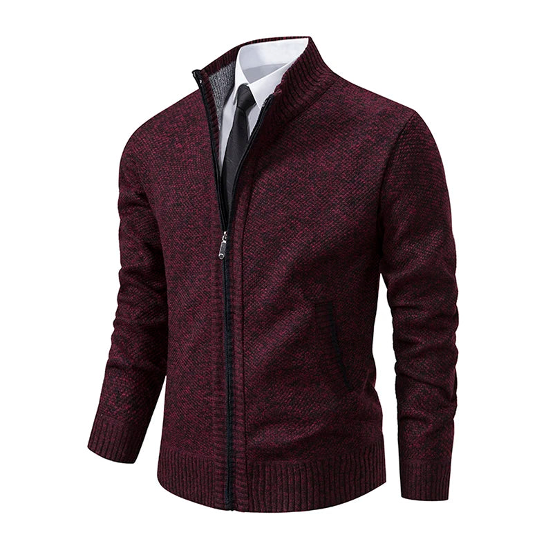 Cappotto Sportivo Casual Da Uomo In Jersey Autunno Inverno Con Colletto Alla Coreana E Cerniera Frontale In Pile