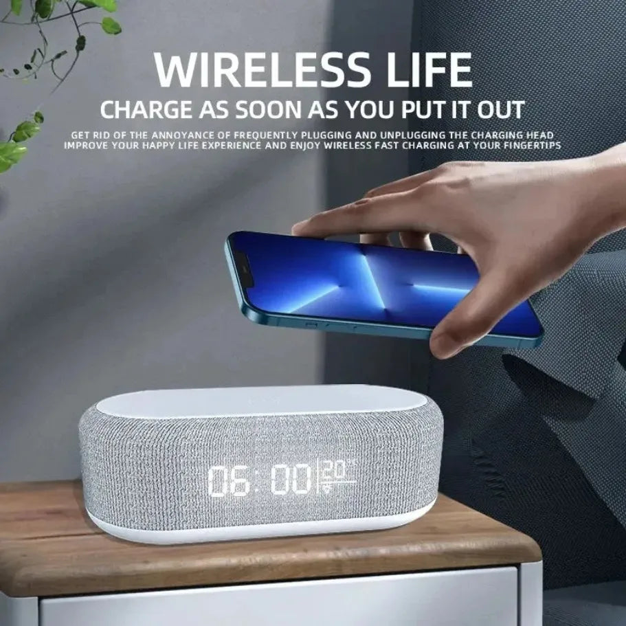 Sveglia Dock Caricabatterie Wireless Con Lampada Notturna E Termometro Da Scrivania Per iPhone 17 16 15 14 13