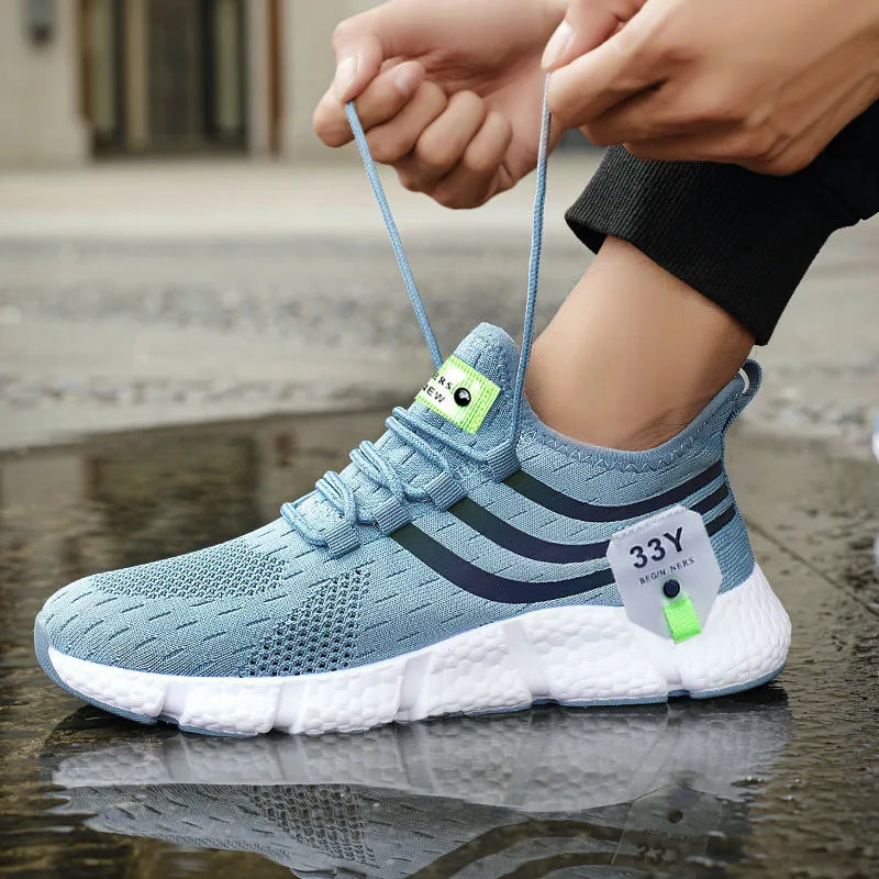 Scarpe sportive casual da uomo Sneakers leggere e traspiranti Scarpe da corsa nere in mesh per esterni Scarpe da passeggio per tennis da jogging atletiche